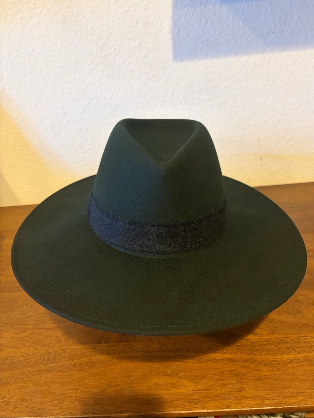 EUGENIA KIM NWT Harlowe Hunter Green 100% Wool Felted Wide Brim Hat Fedora